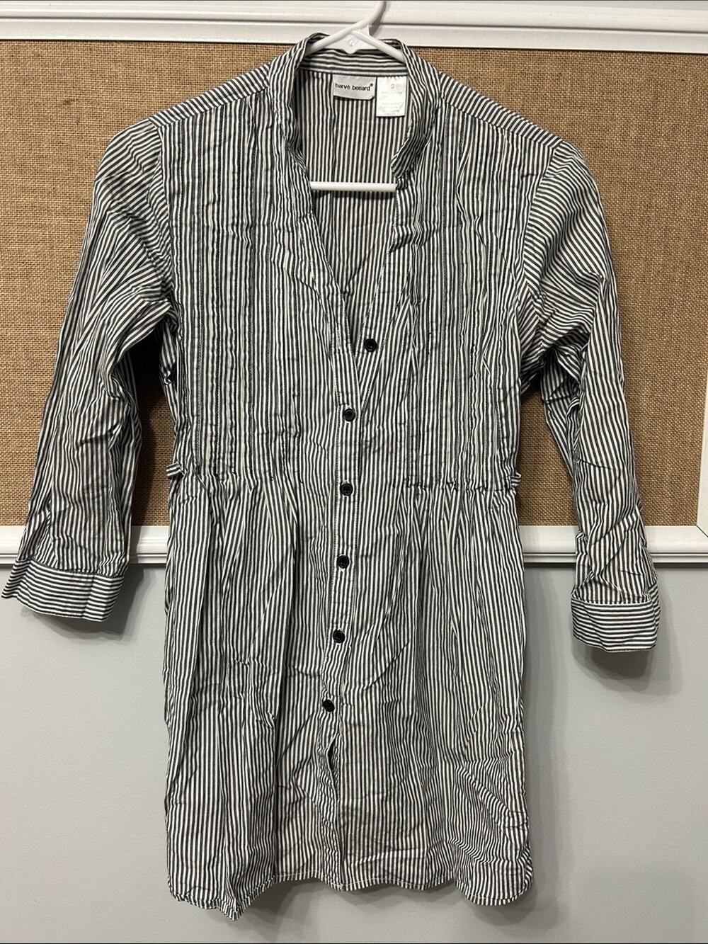 Harve Benard Black and White Striped Button-Front Tunic